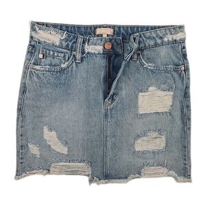 Anthropologie Dear John 26 Distressed Destroyed Denim5-Pocket Mini Skirt